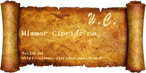 Wimmer Cipriána névjegykártya